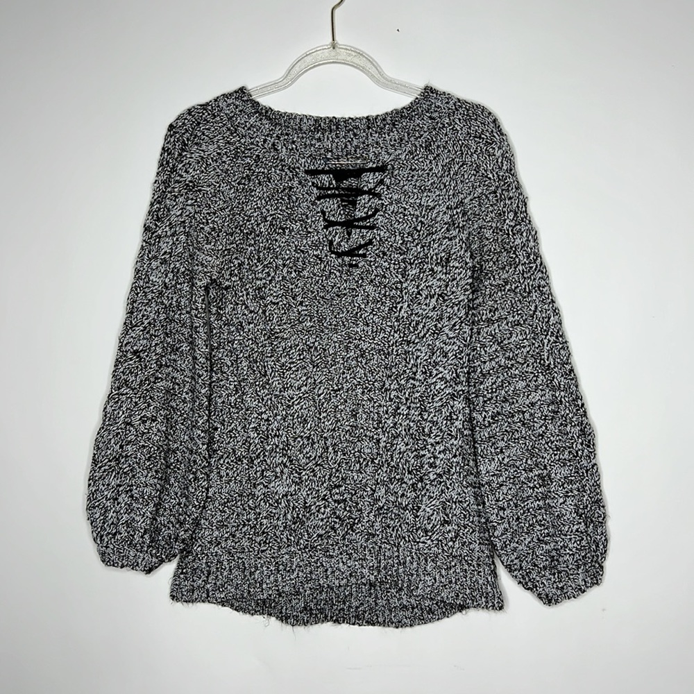 ANTHROPOLOGIE Neely Bubble Sleeve High Low Hem Knit Sweater Sz XS - Picture 1 of 10